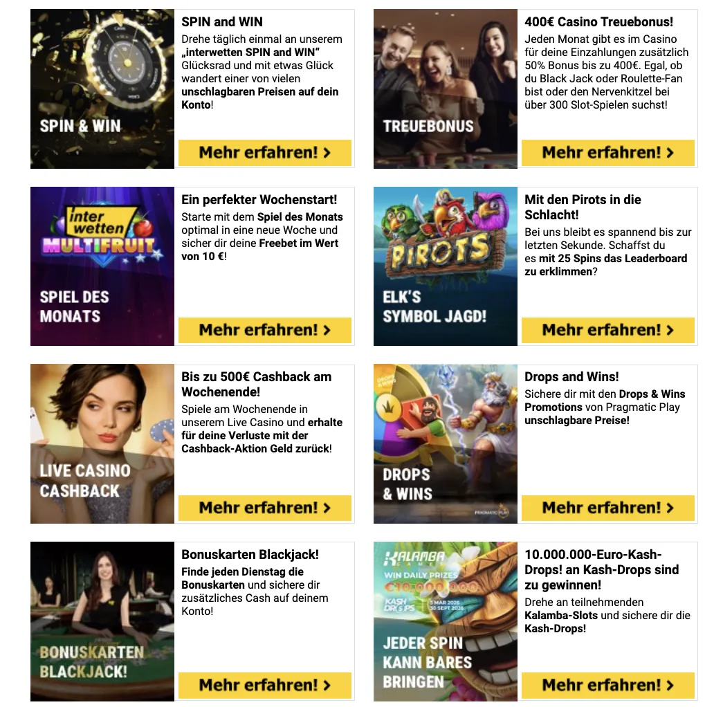 Interwetten-Casino-Boni für Österreicher 
