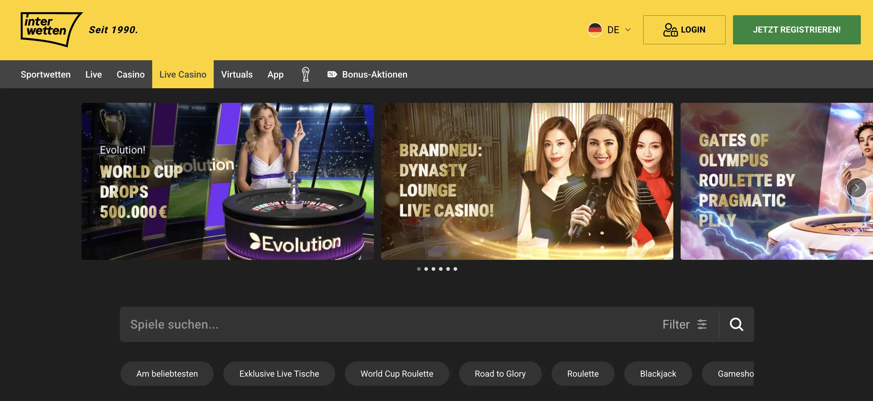 Interwetten Live-Casino mit Croupiers
