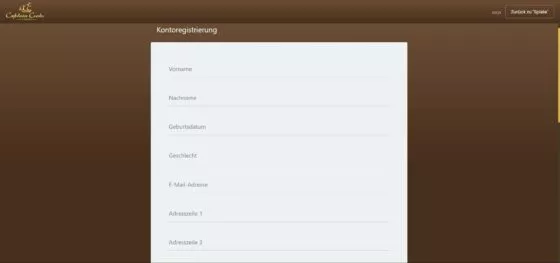 Captain Cooks Casino-Registrierung