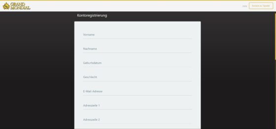 Anmeldung Grand Mondial Casino