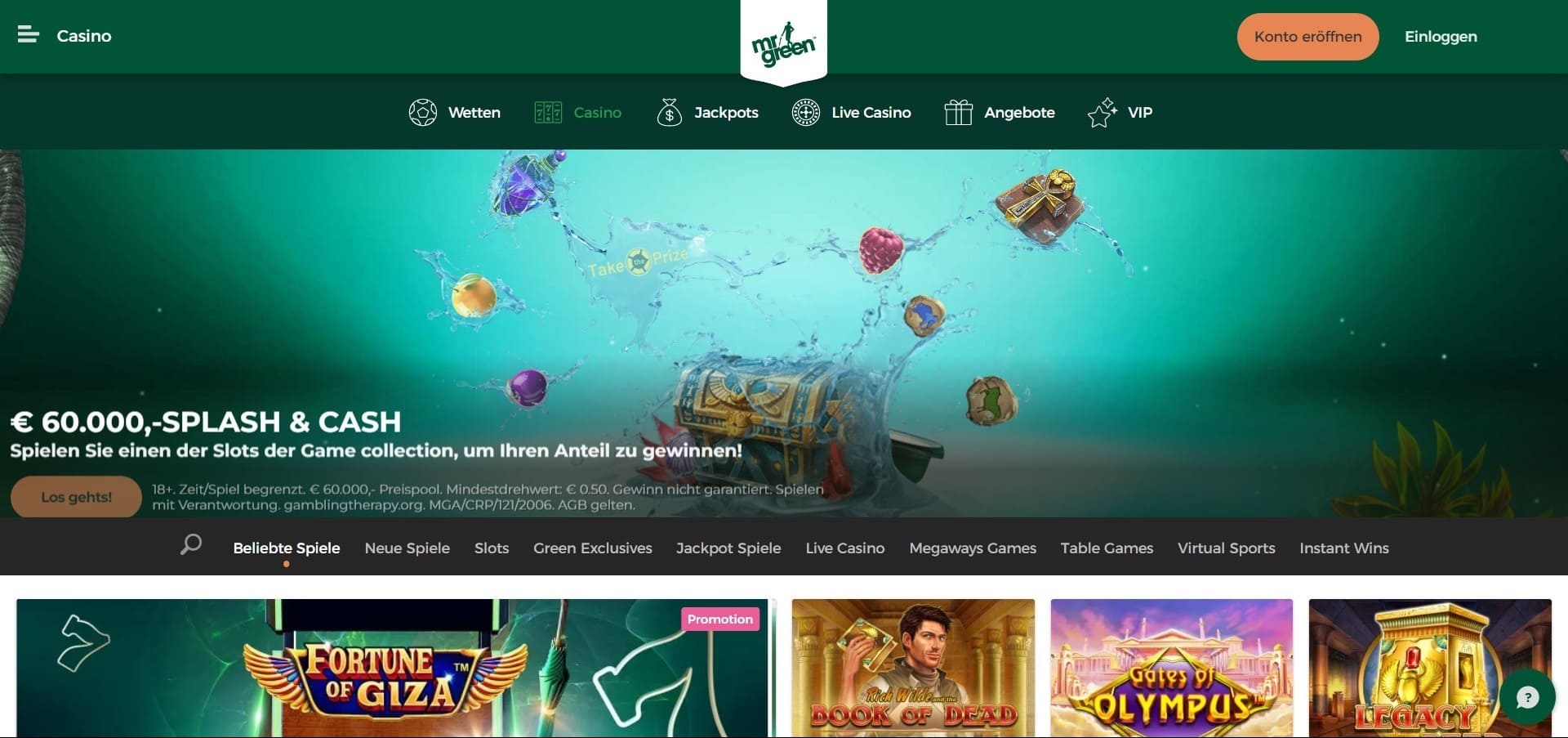 Offizielle Website der Mr Green Casino