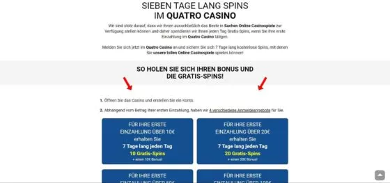 Quatro Casino-Aktionen