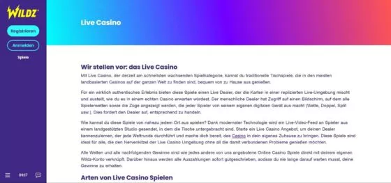 Wildz Live-Casino