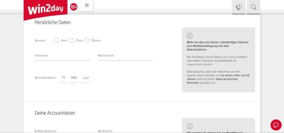 Anmeldung Win2Day Casino