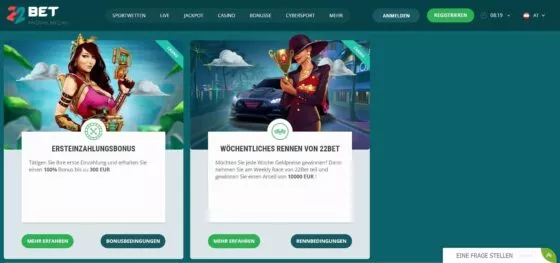 22Bet Casino-Aktionen