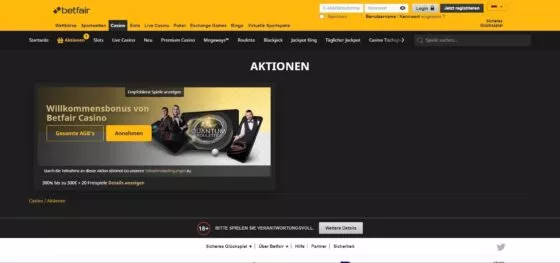 Betfair Casino-Aktionen