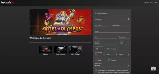 Betsafe Casino-Registrierung