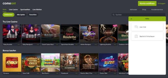 Kontakte ComeOn Casino