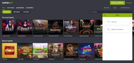 ComeOn Casino-Kontakte