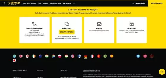 Energy Casino-Kontakte