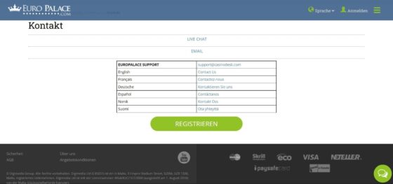 Kontakte Euro Palace Casino