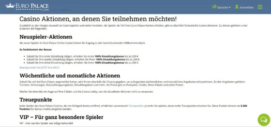 boni Euro Palace Casino