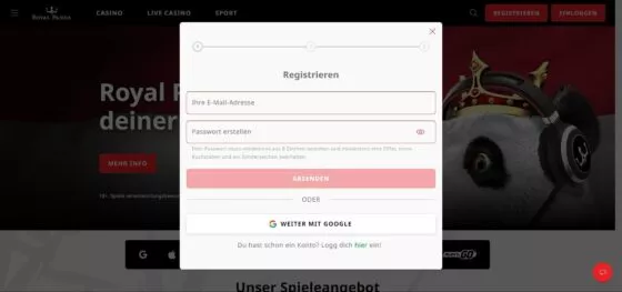 Royal Panda Casino-Registrierung