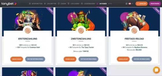 TonyBet Casino-Aktionen