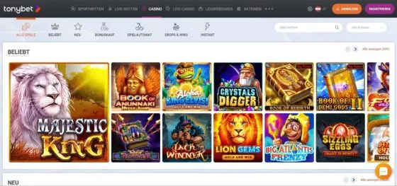 TonyBet Casino-Spielautomaten