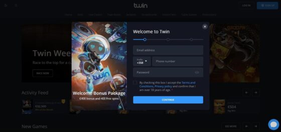 Anmeldung Twin Casino