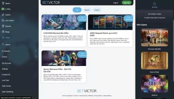 BetVictor Casino-Aktionen