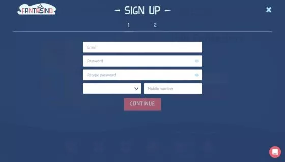 Fantasino Casino-Registrierung