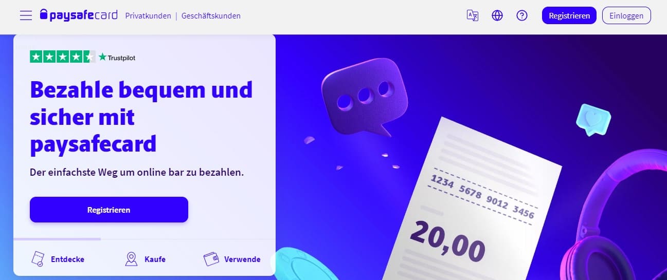 Paysafecard Konto erstellen 1