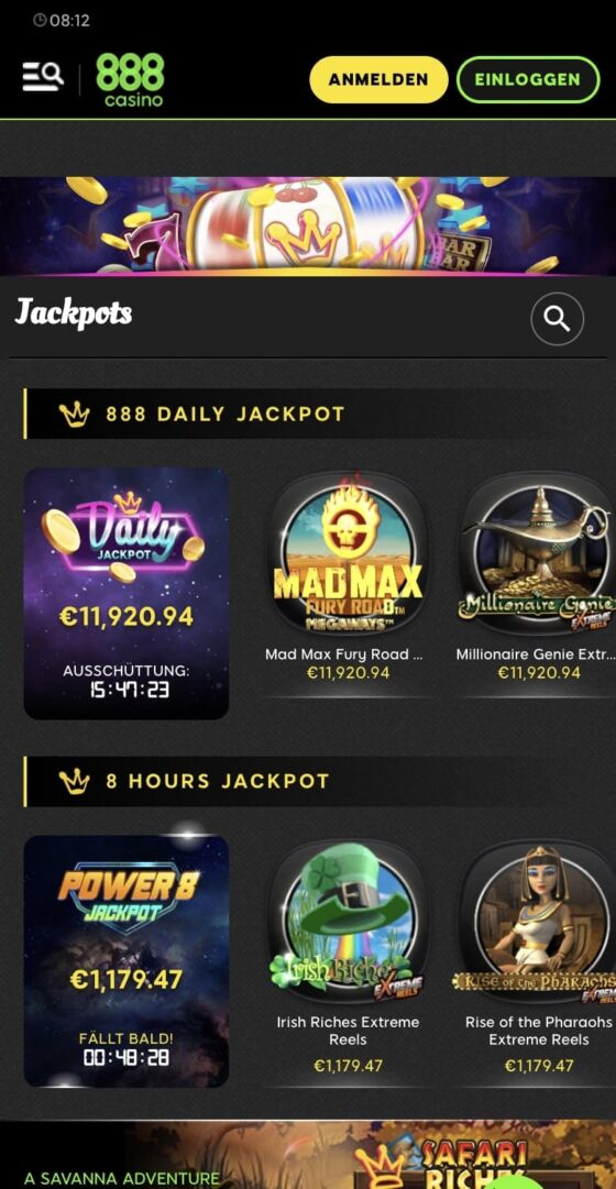 888 Casino jackpot