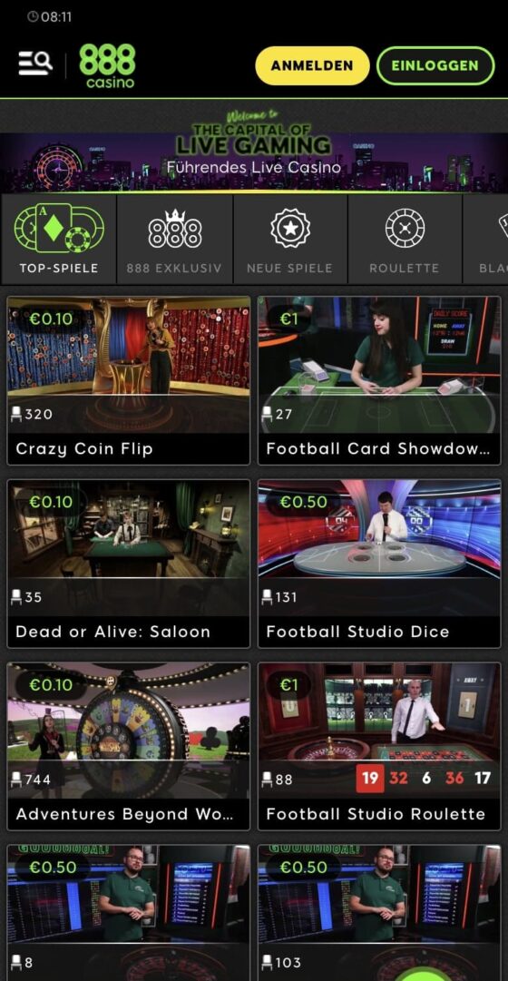 888 Casino live