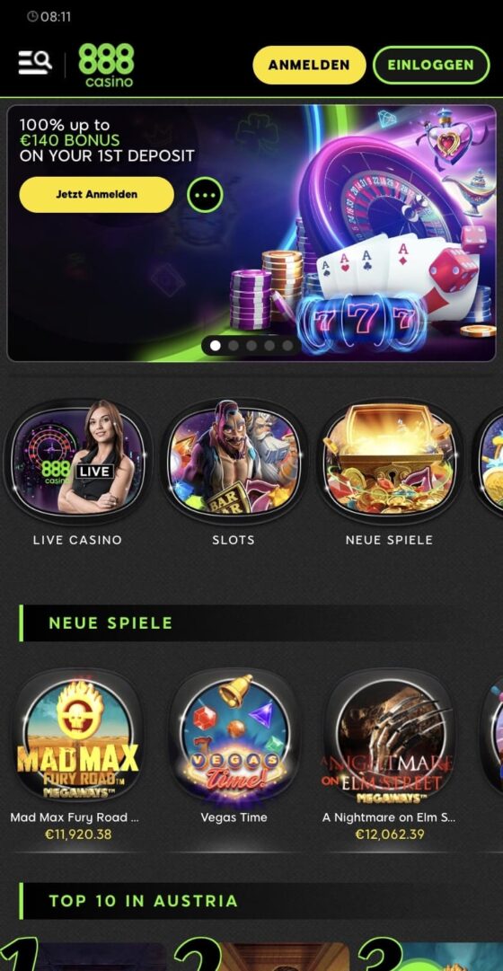 888 Casino mobile Applikation