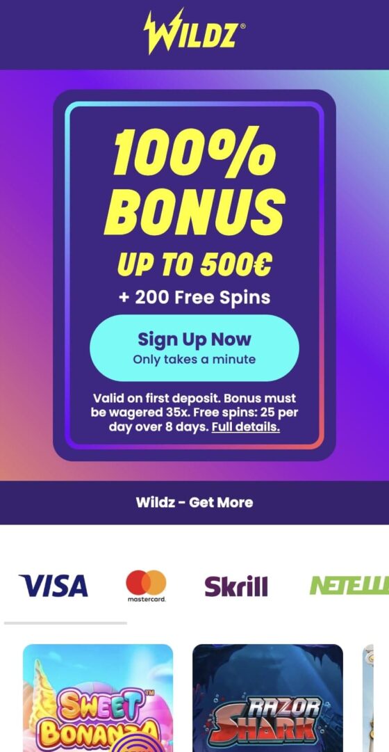 Wildz Casino mobile Applikation