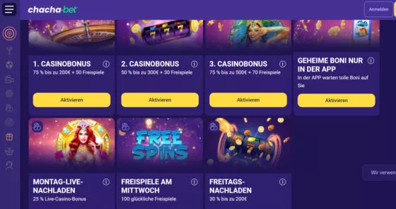 Chacha.Bet Casino-Aktionen