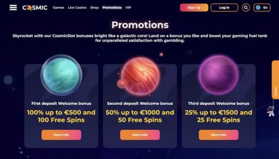 CosmicSlot Casino-Aktionen