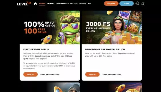 LevelUp Casino-Aktionen