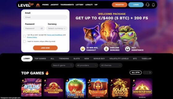 Seine offizielle Website LevelUp Casino