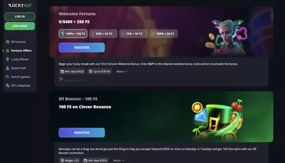 LuckyElf Casino-Aktionen