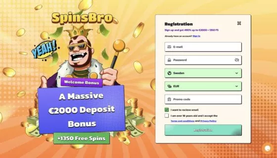 SpinsBro Casino-Registrierung