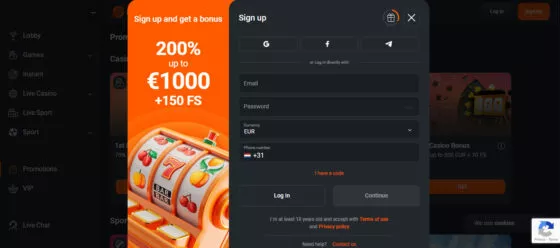 Ucobet Casino-Registrierung