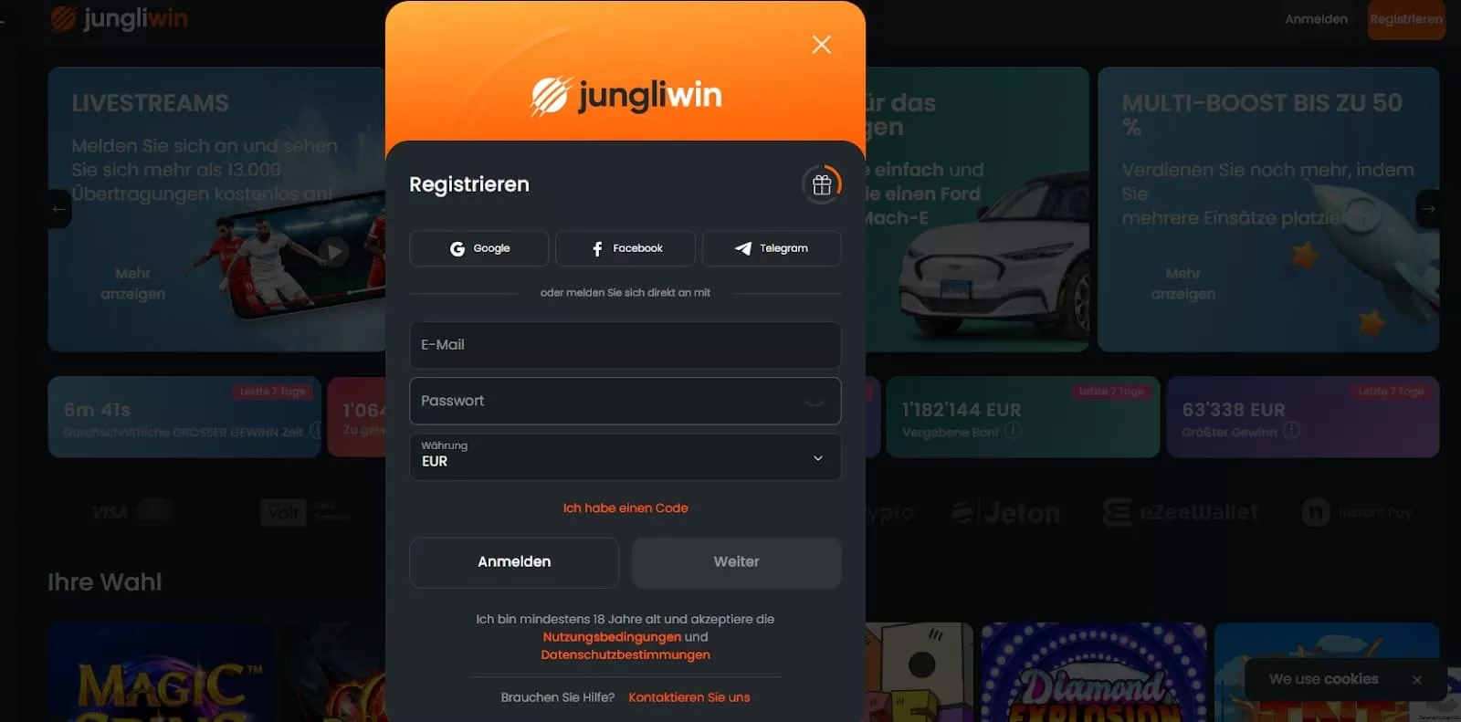 JungliWin Casino-Registrierung-email