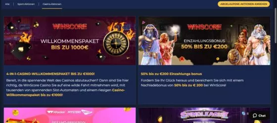 Winscore Casino-Aktionen