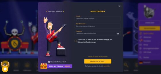 Rolling Slots - Anmeldung