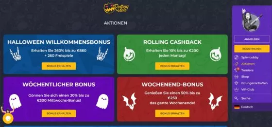Rolling Slots Casino-Aktionen