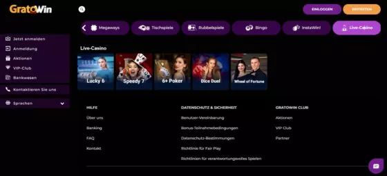 Gratowin Live-Casino