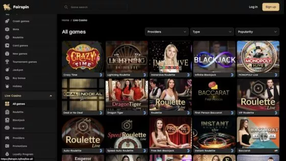 Fairspin Live-Casino