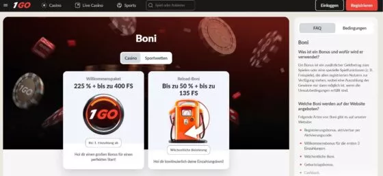 1Go Casino-Aktionen