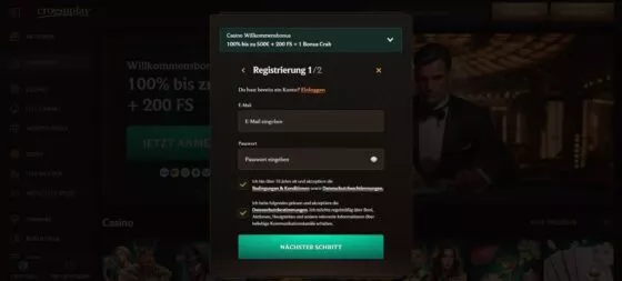 Crownplay Casino-Registrierung