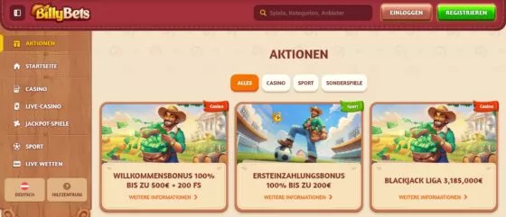 Billybets Casino-Aktionen