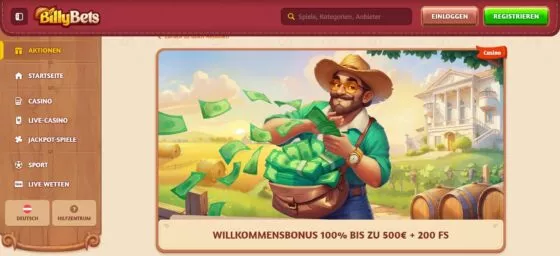 Billybets Casino-Willkommensbonus
