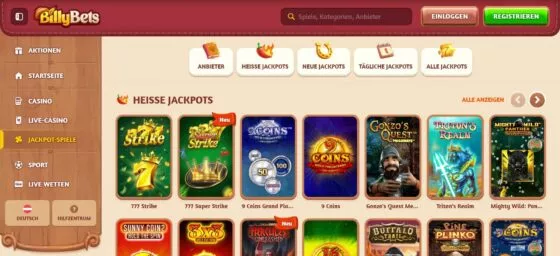 Billybets Casino-Jackpots
