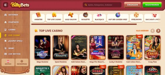 Billybets live casino