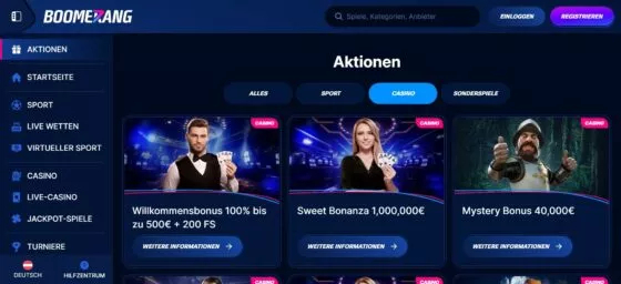 Boomerang Casino-Aktionen