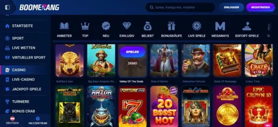 Boomerang Casino-Spielautomaten