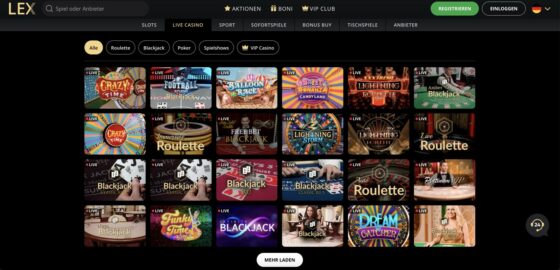 Lex Casino Live Spiele