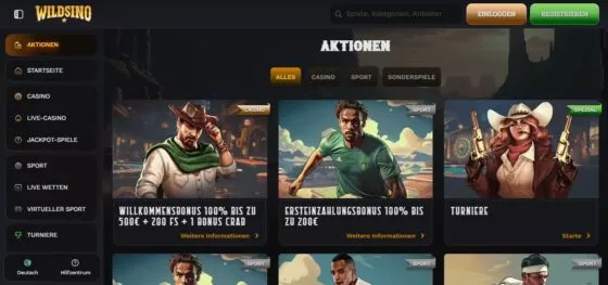 Wildsino Casino-Aktionen